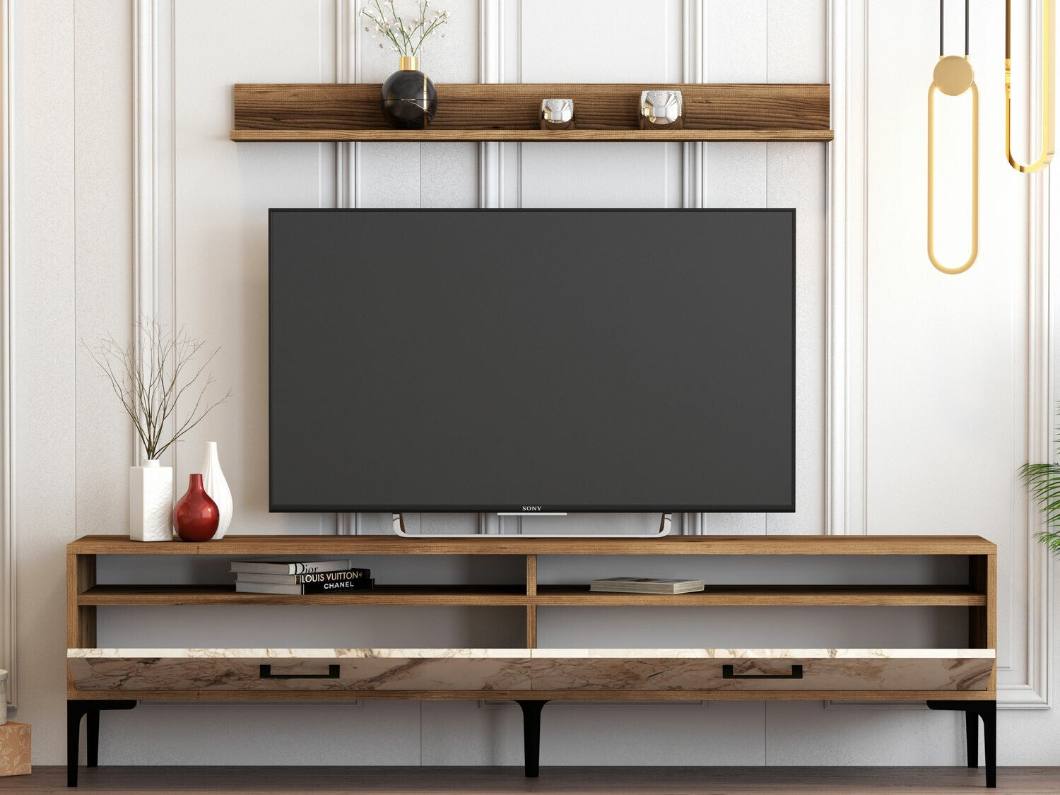 Set za dnevnu sobu Kailua 857 (Orah + Beli mermer)