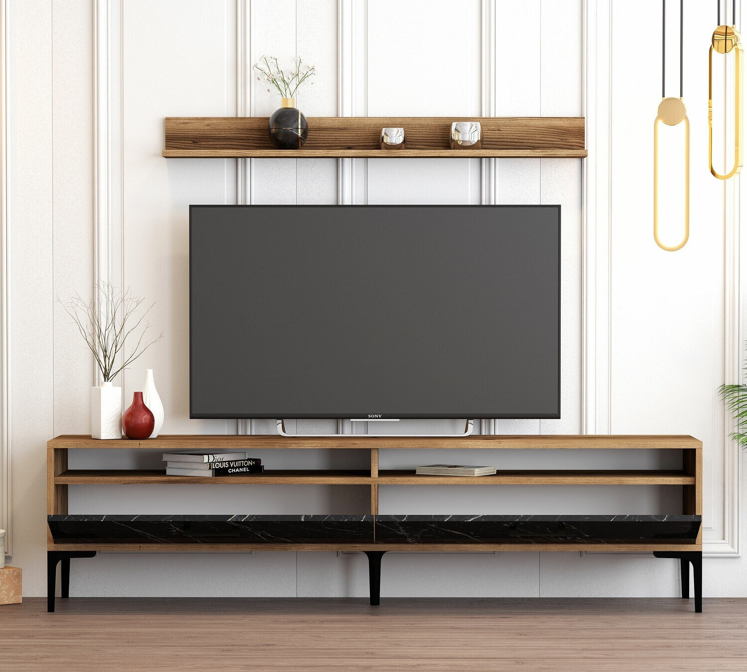 Set za dnevnu sobu Kailua 857 (Orah + Crni mermer)