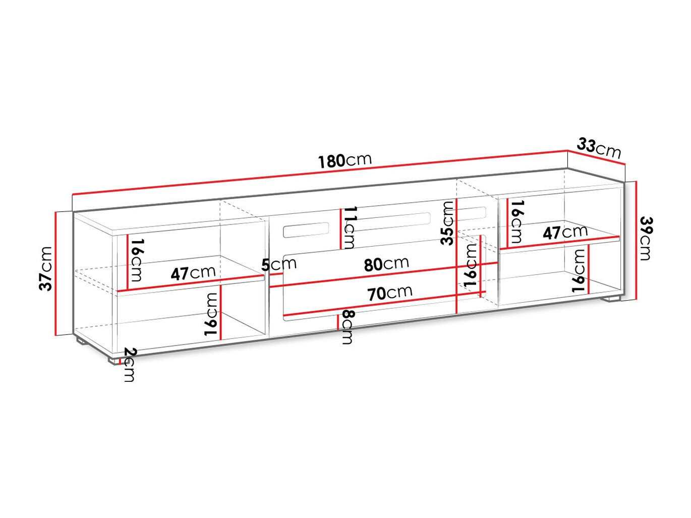 TV sto Charlotte 190 (Crno)