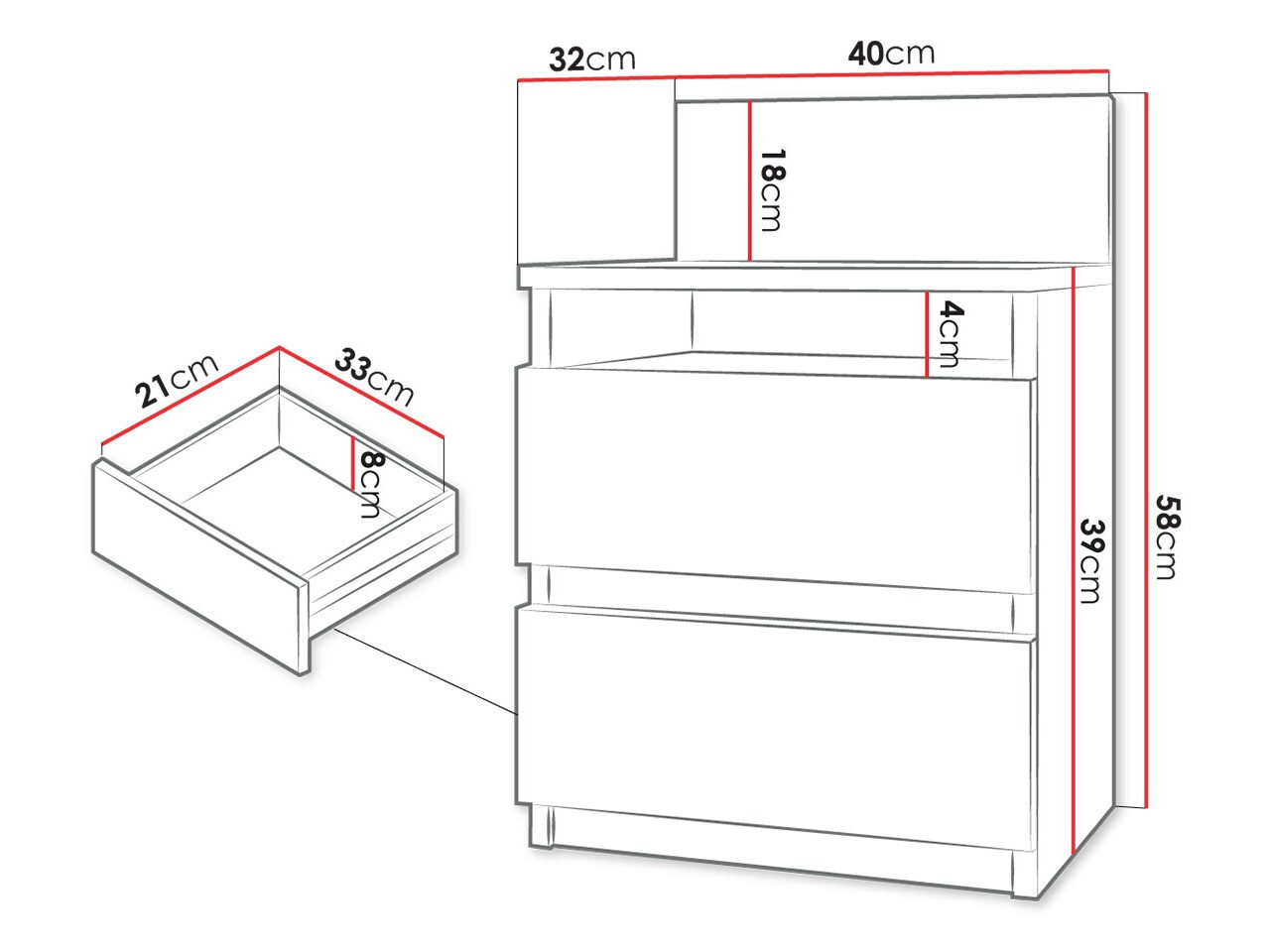 Noćni ormarić Comfivo 157 (Crno)