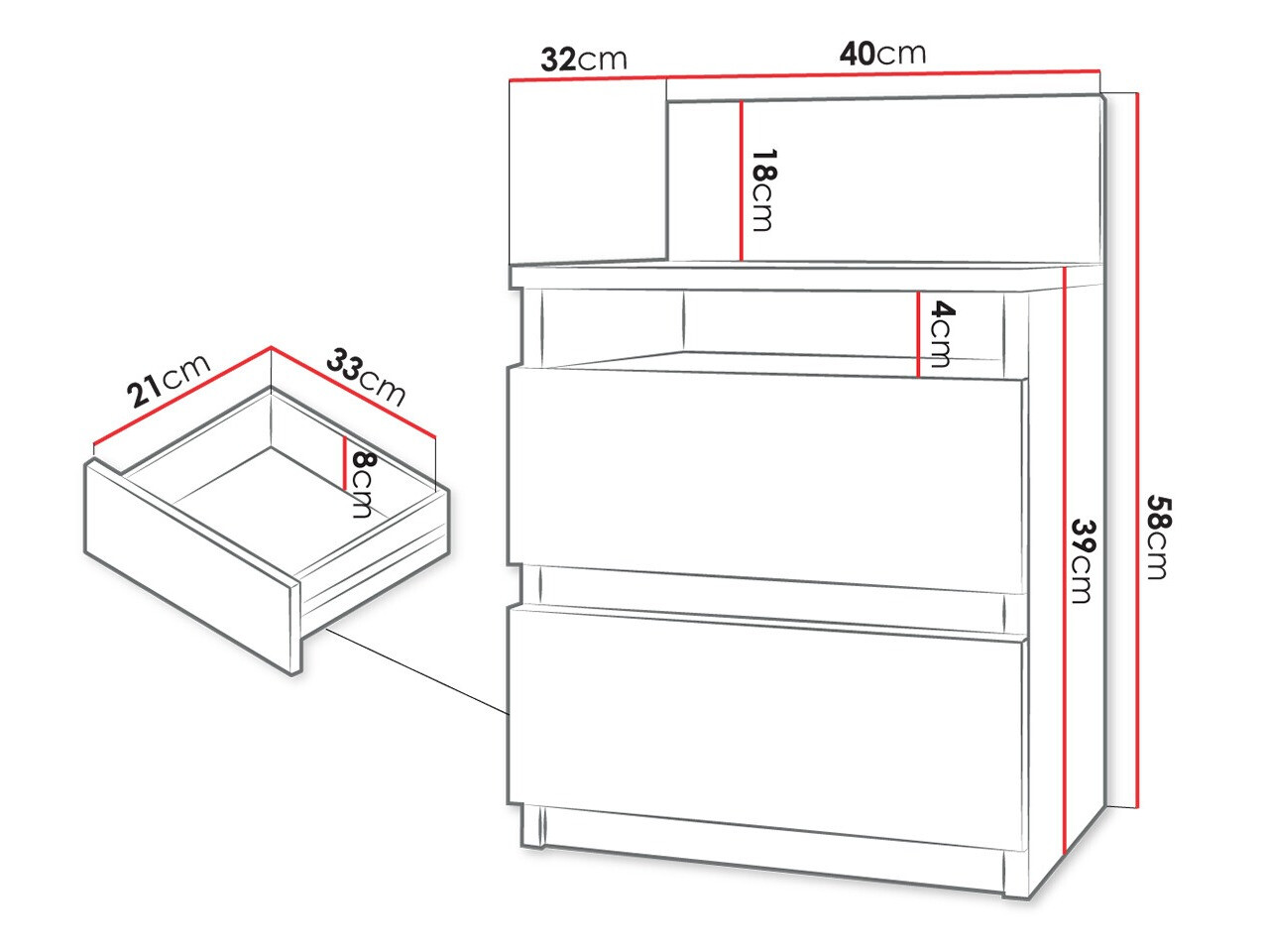 Noćni ormarić Comfivo Structor (Belo)