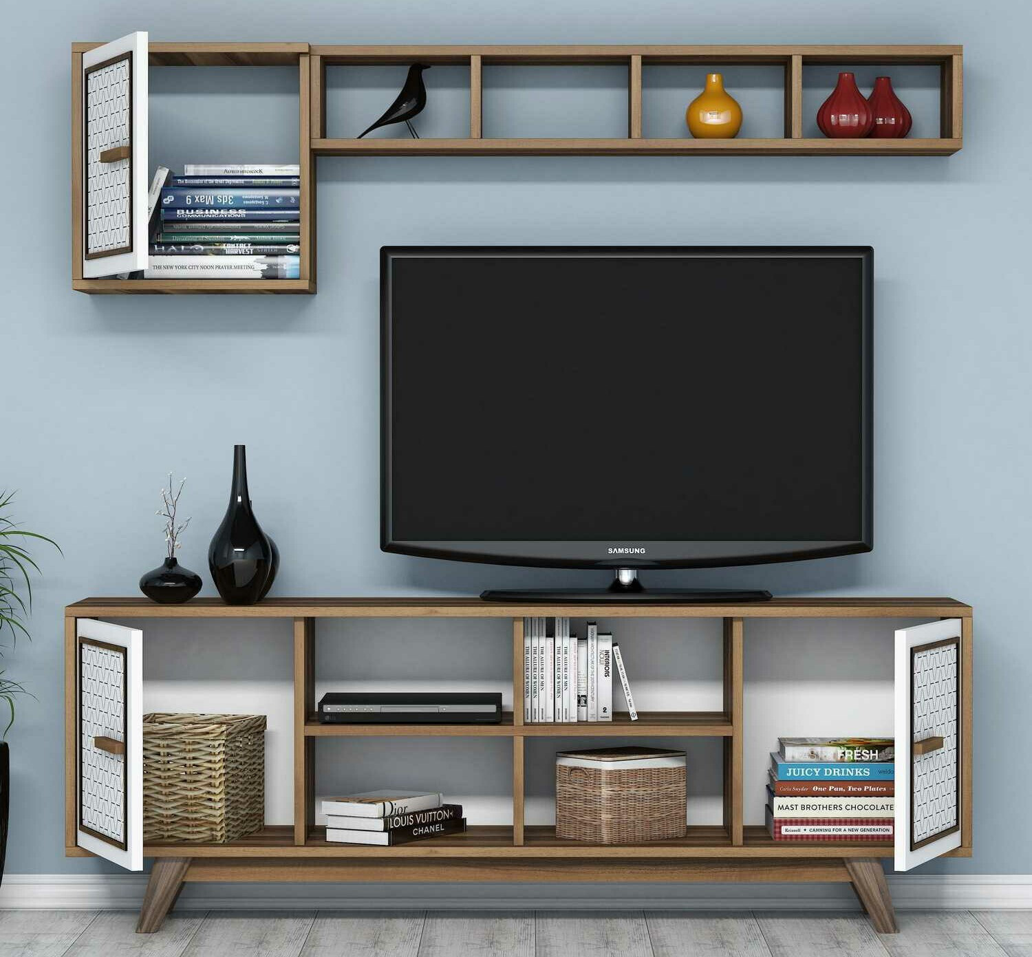 Set za dnevnu sobu Kailua 1590 (Orah + Belo)