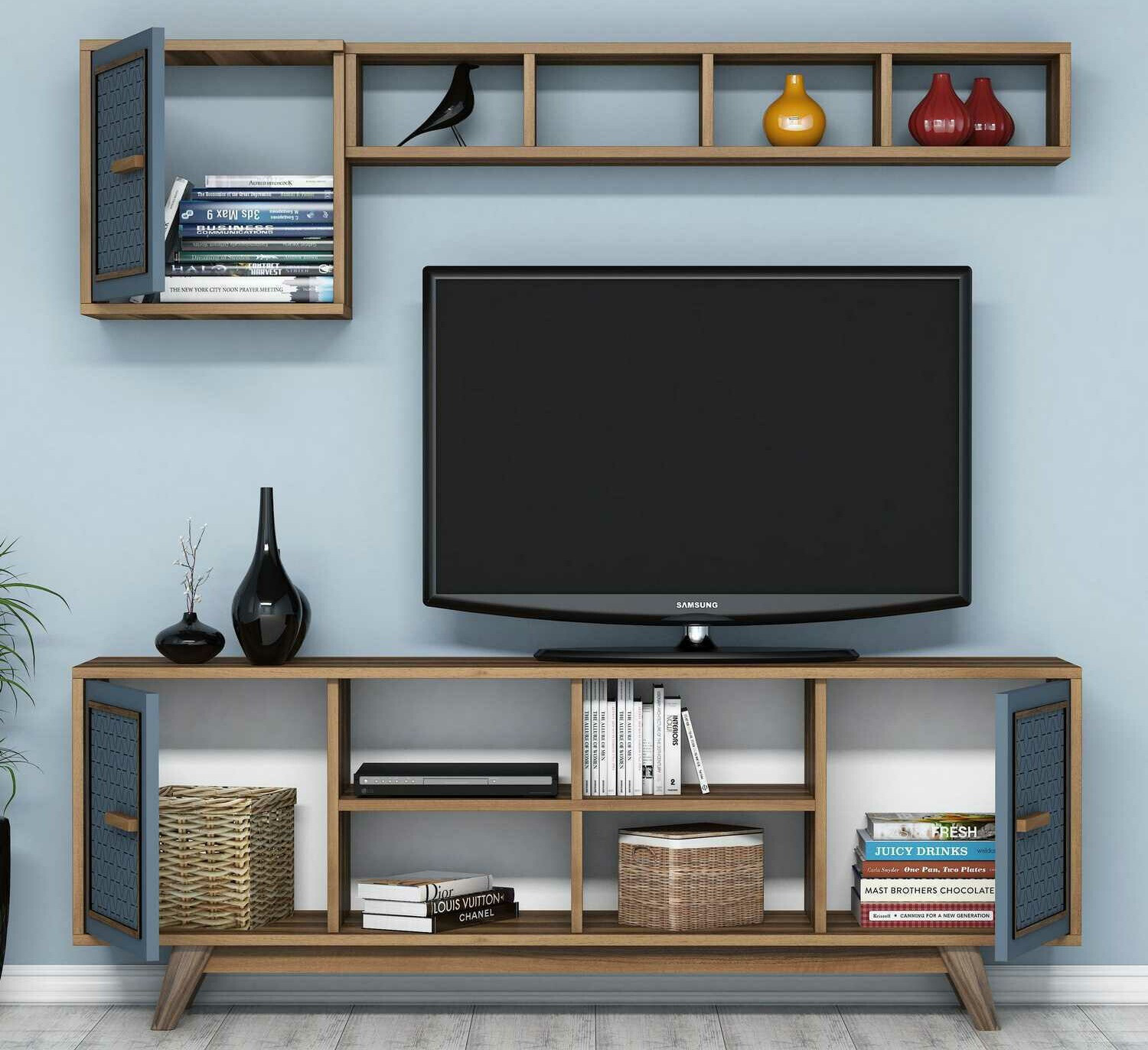 Set za dnevnu sobu Kailua 1590 (Orah + Plava)