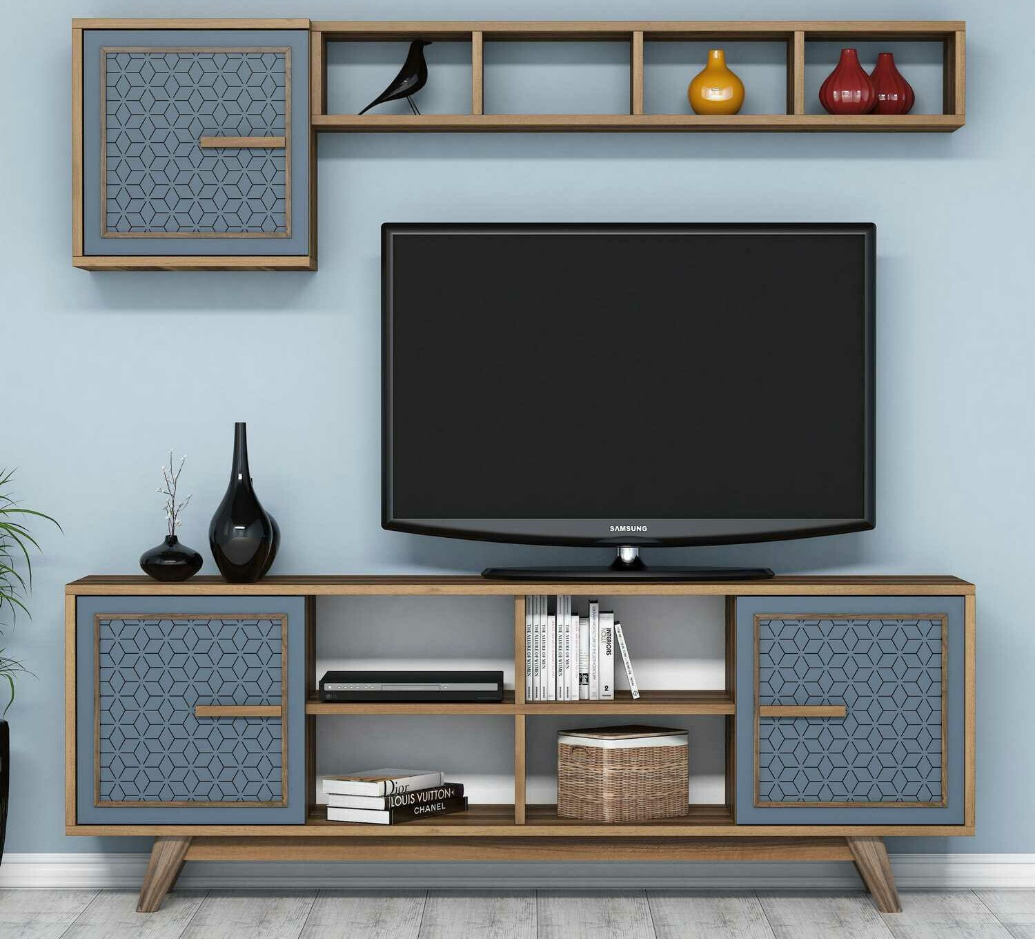 Set za dnevnu sobu Kailua 1590 (Orah + Plava)