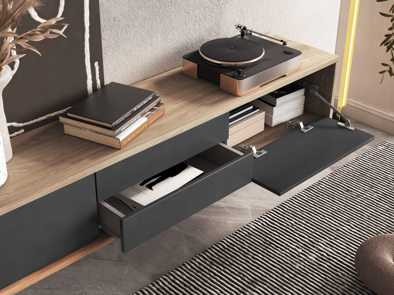 TV sto Austin 325 (Hrast + Antricit (ugalj))