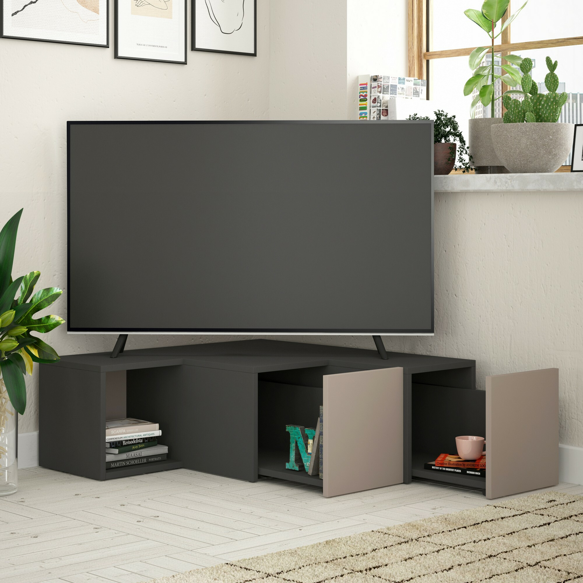 TV komoda Kailua 1058 (Antracit + Svetlo smeđa)