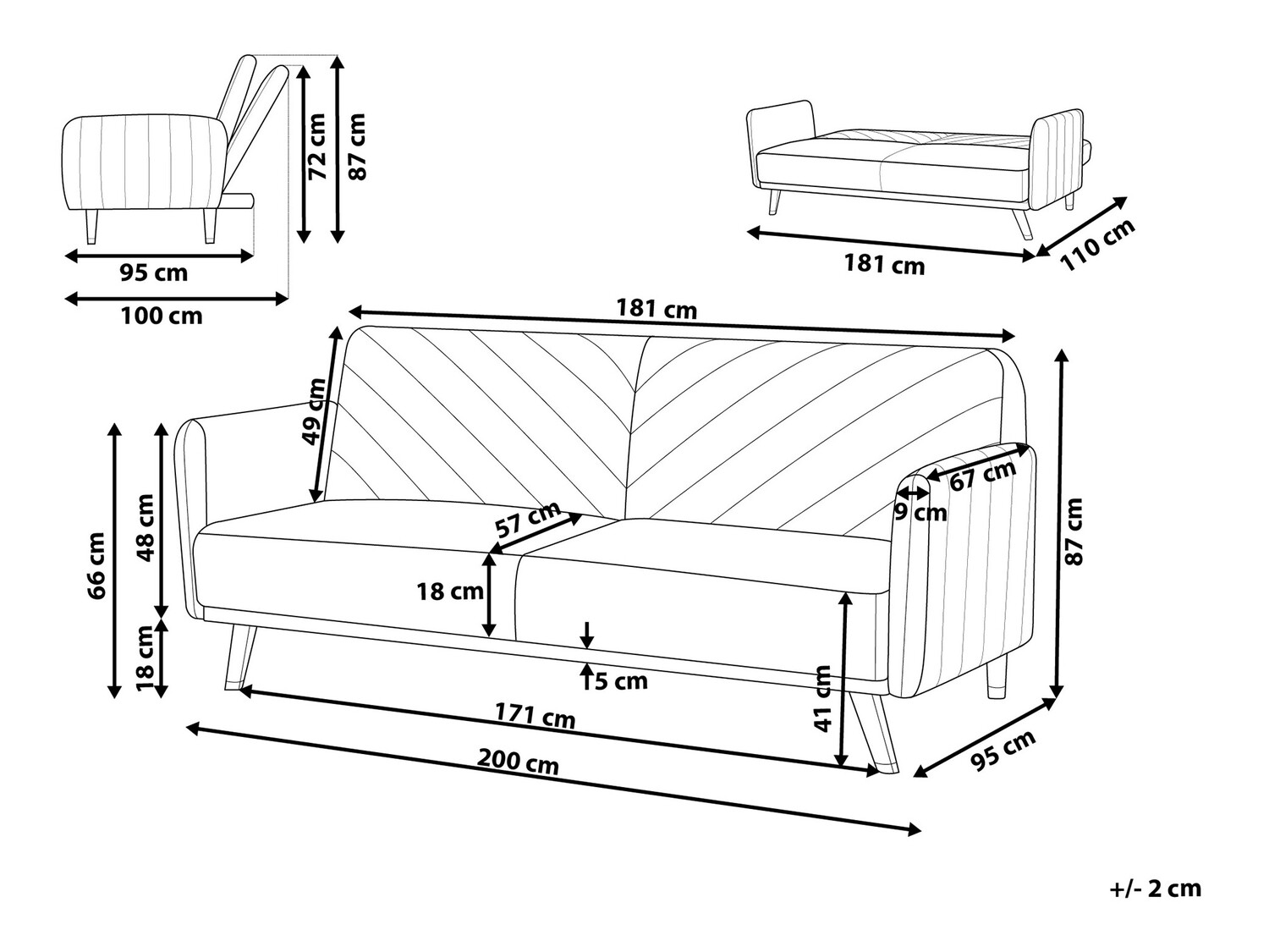 Sofa na razvlačenje Berwyn 120 (Plava)