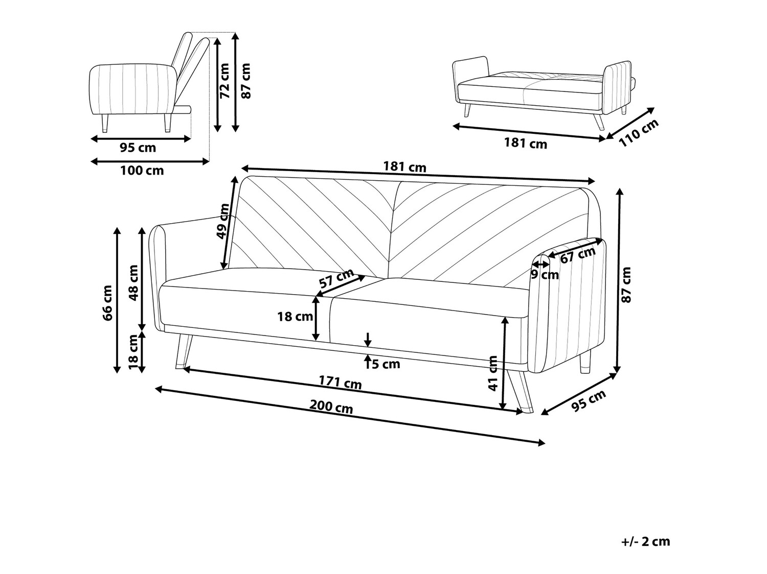 Sofa na razvlačenje Berwyn 120 (Svetloosiva)