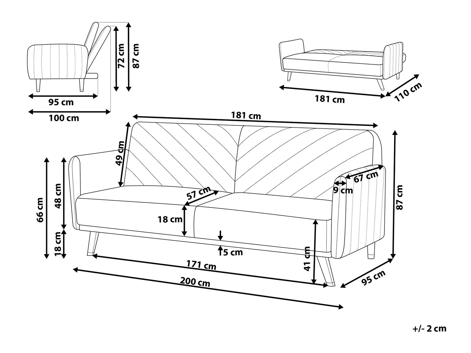 Sofa na razvlačenje Berwyn 120 (Bež)