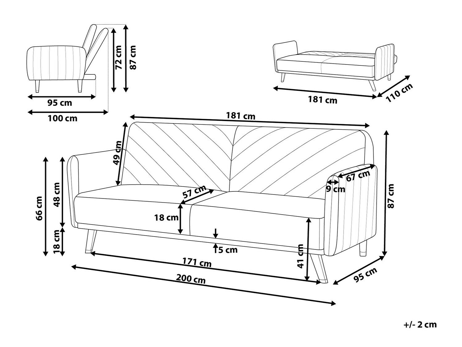 Sofa na razvlačenje Berwyn 120 (Narandžasta)