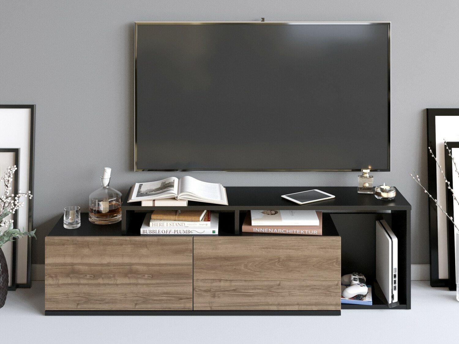 TV komoda Kailua 1319 (Crno + Orah)