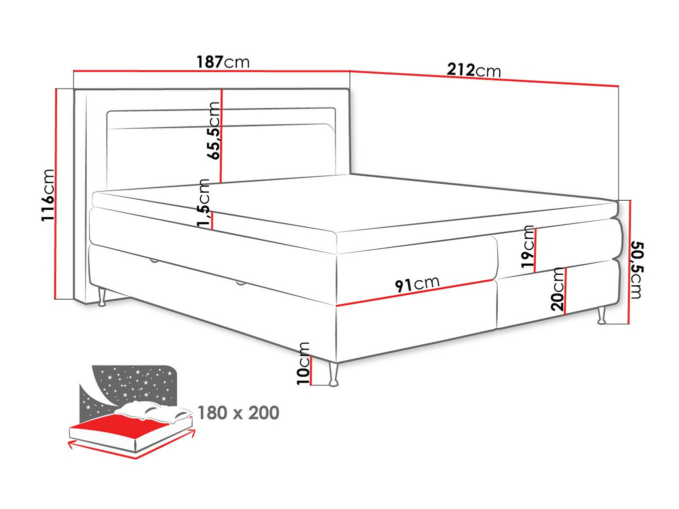 Boxspring krevet ComfiDream 182 (Soft 017)