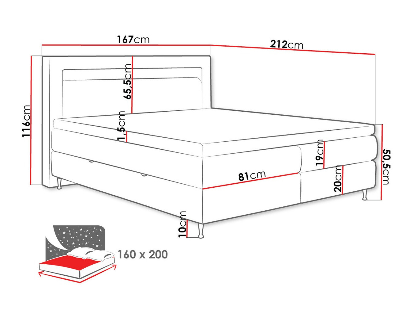 Boxspring krevet ComfiDream Celara (Fresh 13)