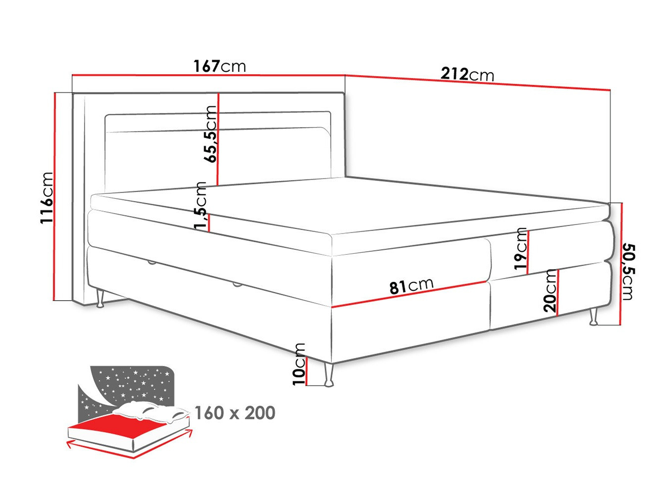 Boxspring krevet ComfiDream Celara (Soft 011)