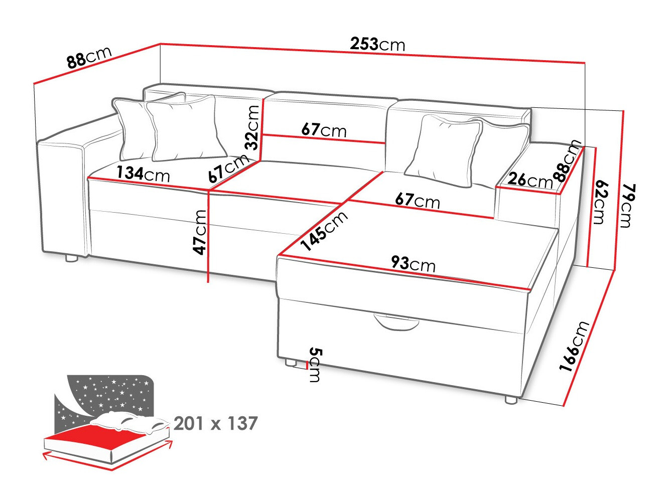 Ugaona sofa Clovis 116 (Poso 100)