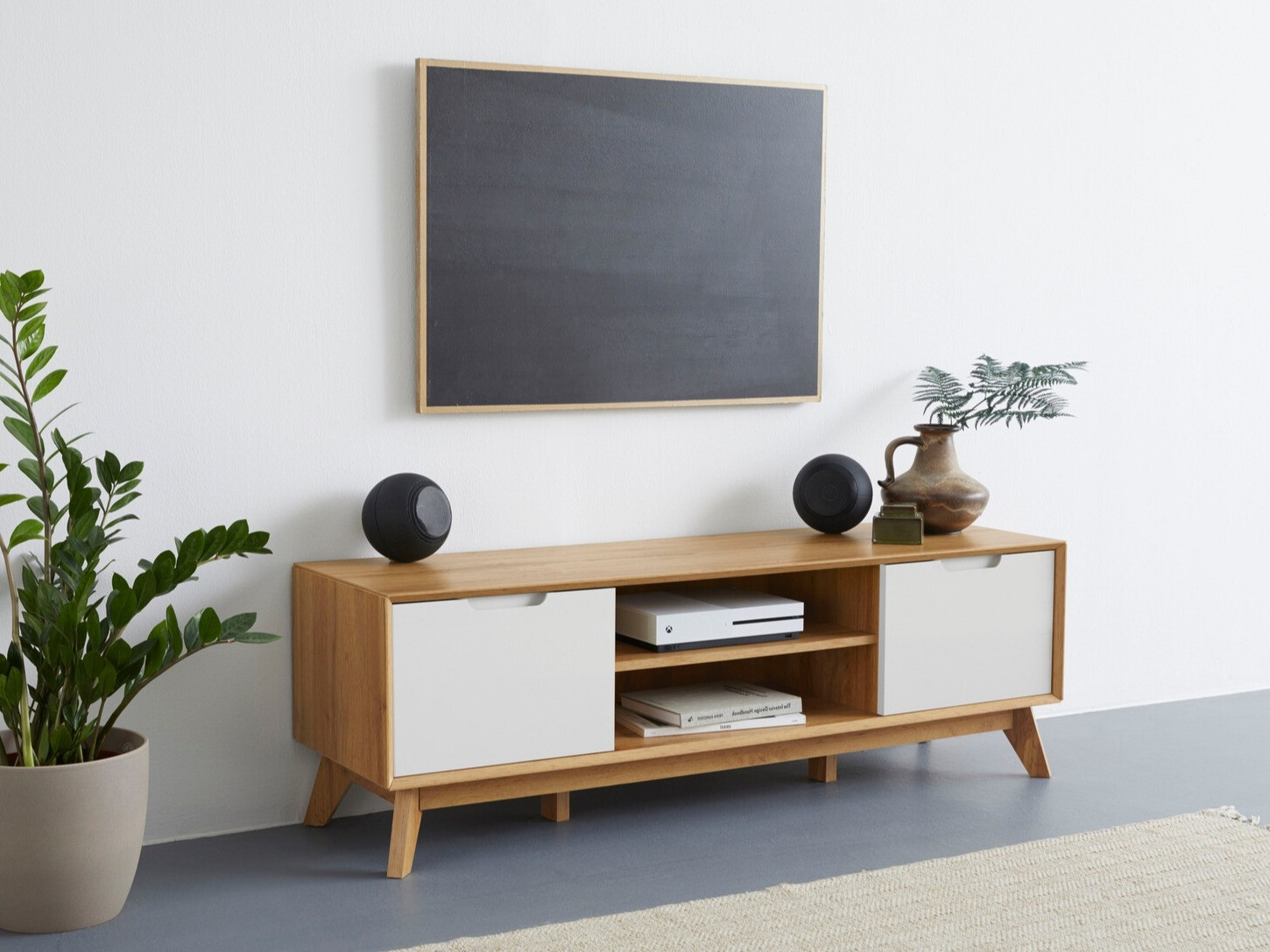 TV komoda Dorvou 102 (Belo + Hrast)