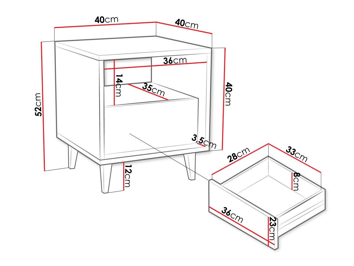 Noćni ormarić Comfivo Romtori