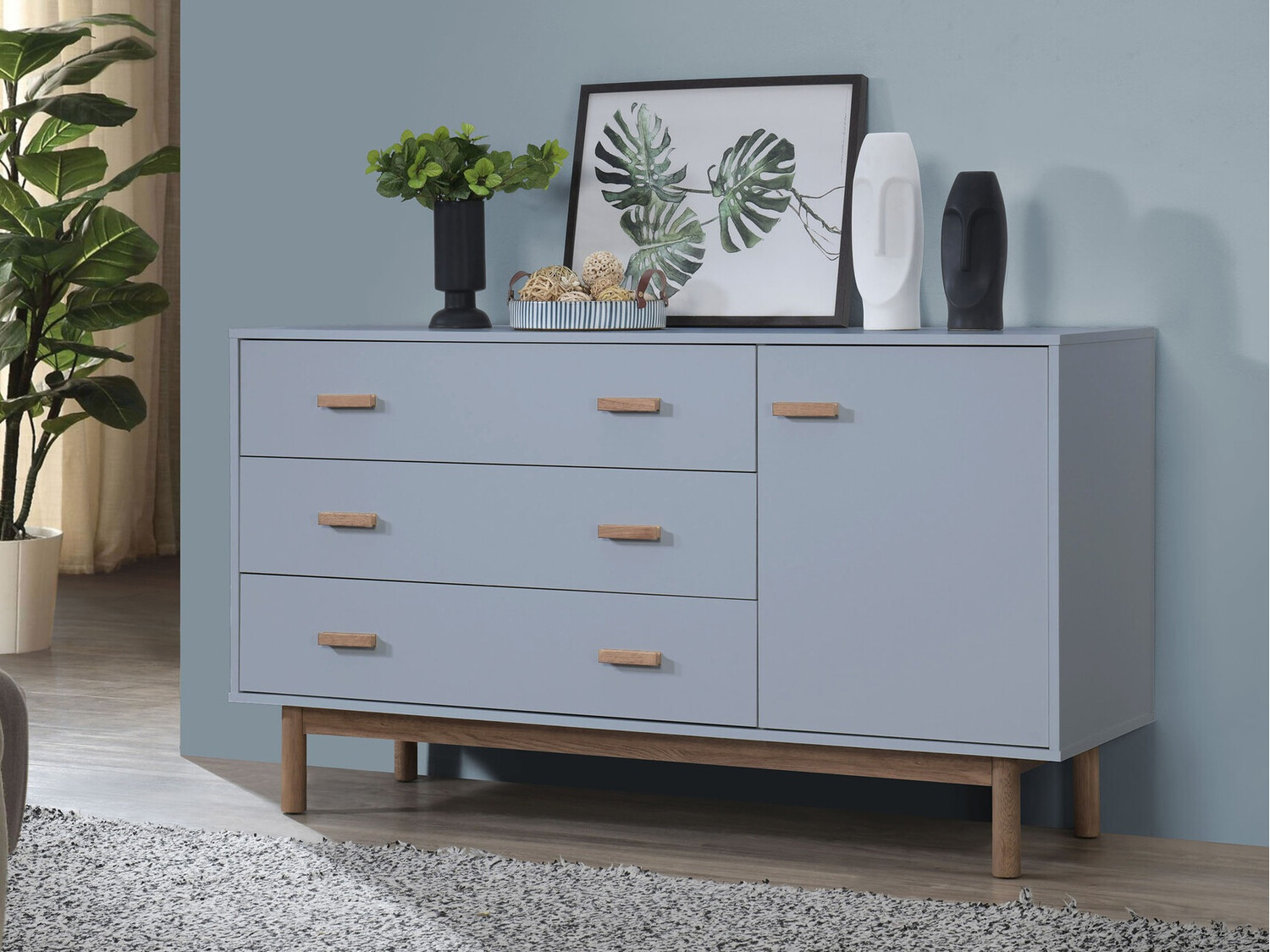 Komoda Nolcalu 100 (Sivo + Hrast)