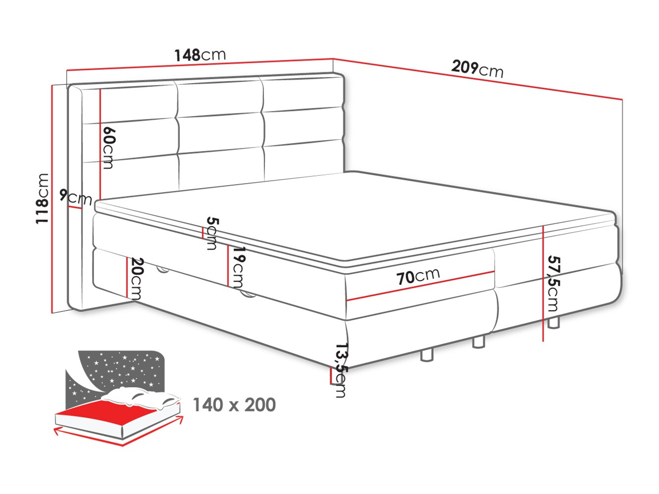 Boxspring krevet ComfiDream 180 (Barrel 09)