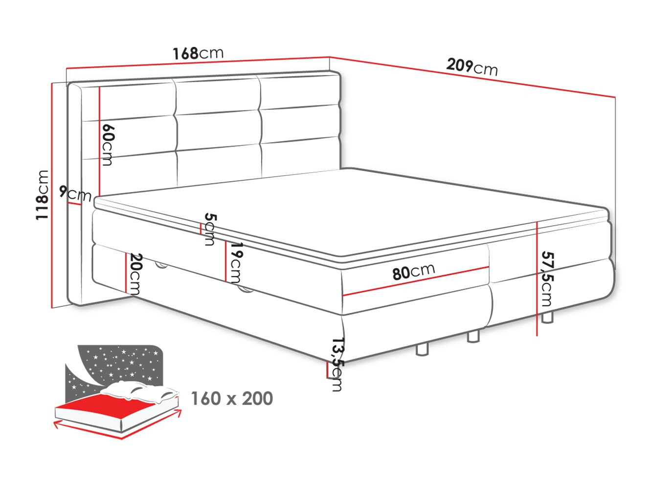 Boxspring krevet ComfiDream 180 (Barrel 09)