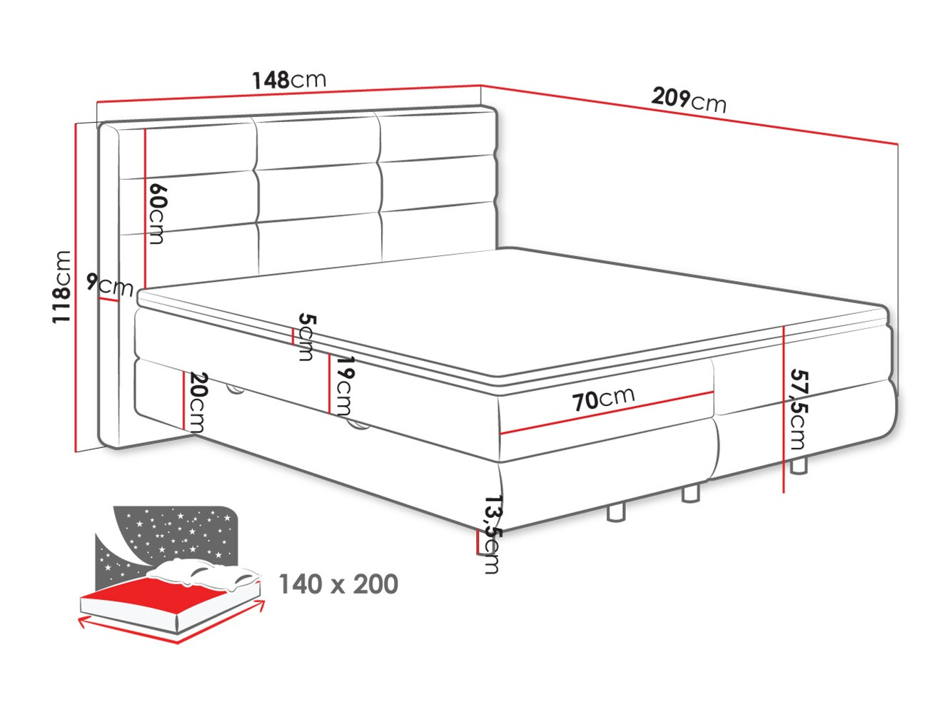 Boxspring krevet ComfiDream 180 (Barrel 97)