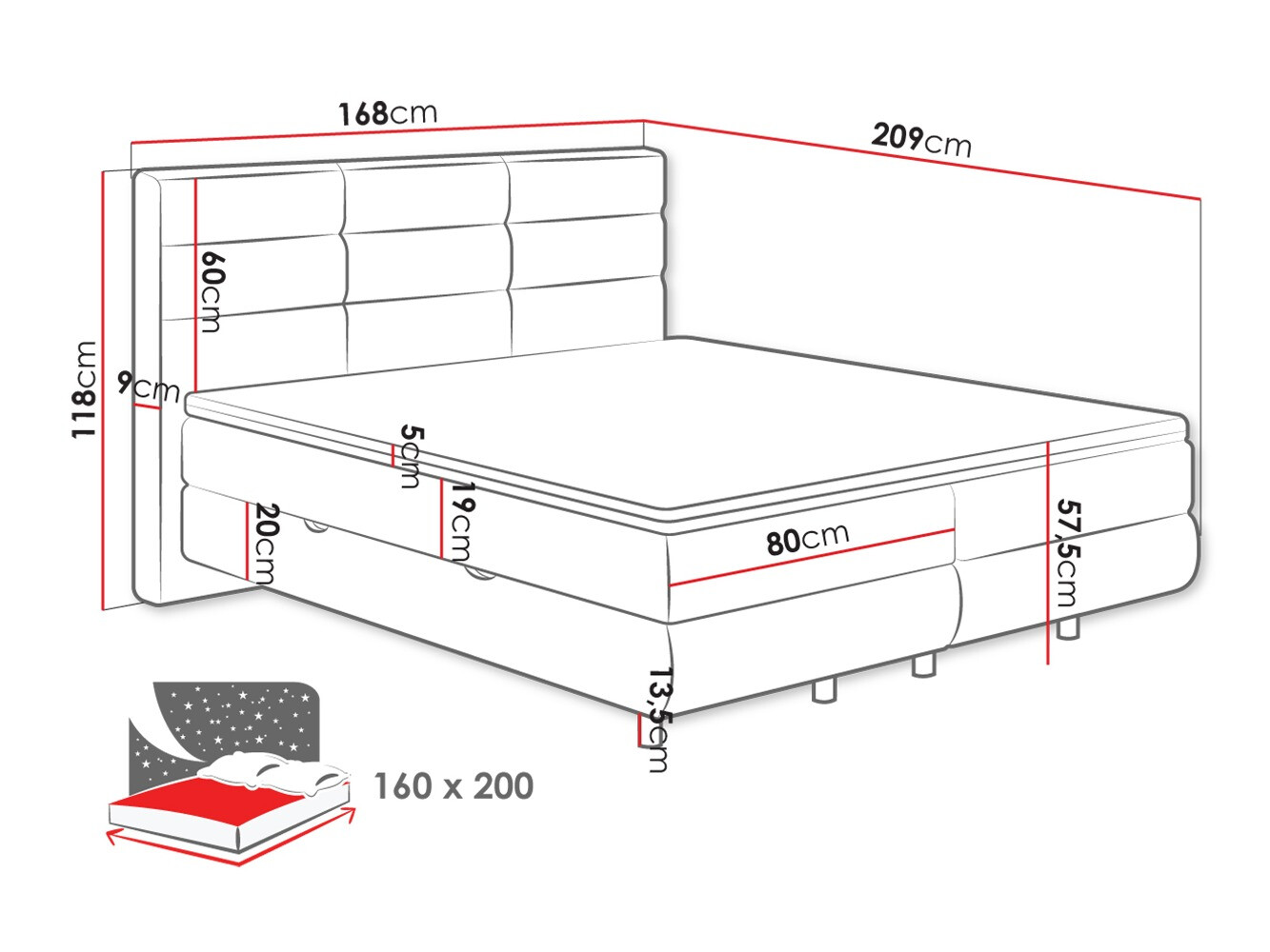 Boxspring krevet ComfiDream 180 (Barrel 97)
