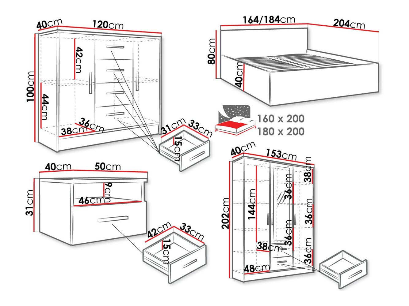 Set spavaća soba Comfivo Pastor