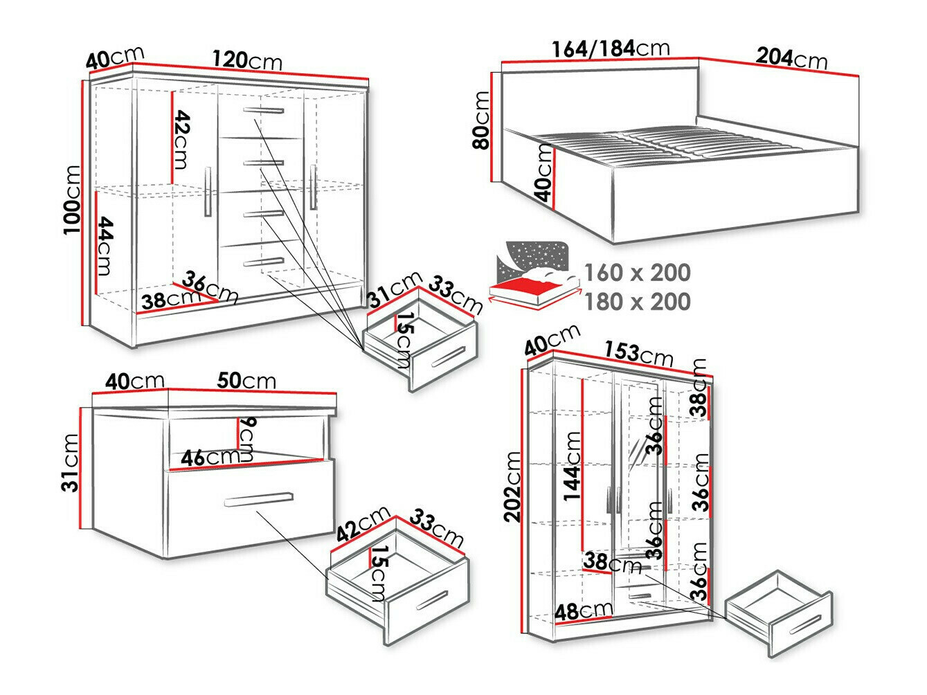Set spavaća soba Comfivo Pastor