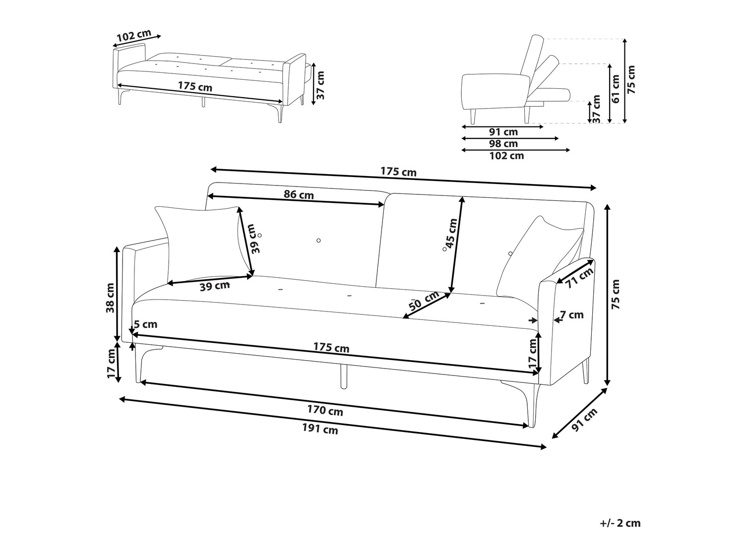 Sofa na razvlačenje Berwyn 161 (Bež)
