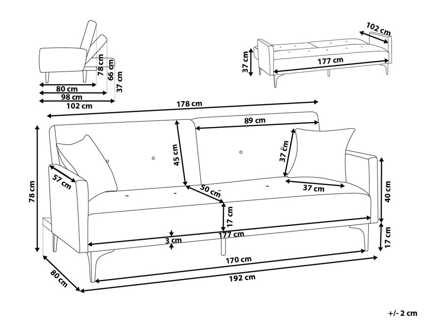 Sofa na razvlačenje Berwyn 161 (Crvena)