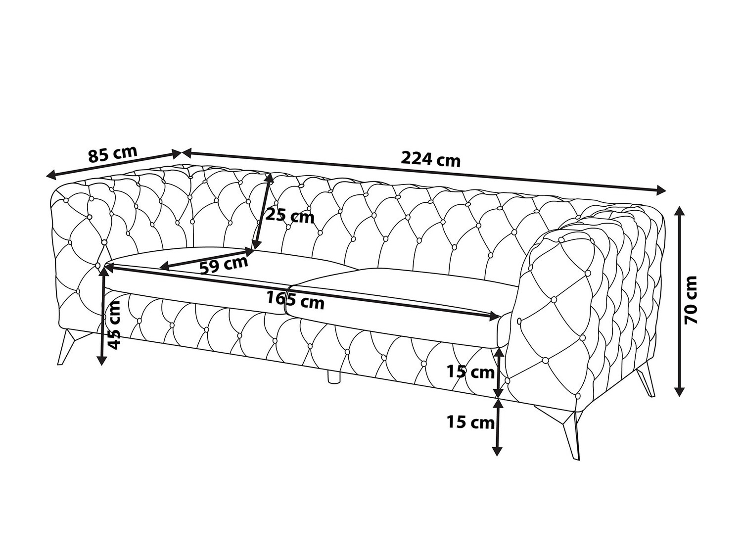 Česterfild sofa Berwyn 185 (Zelena)