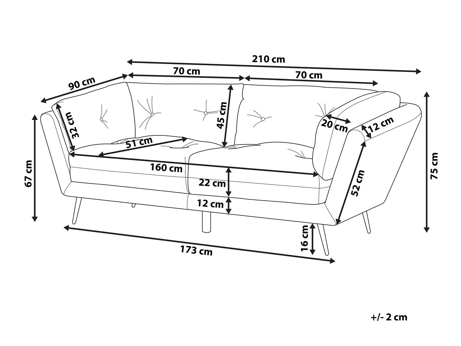 Sofa Berwyn 212 (Sivo)