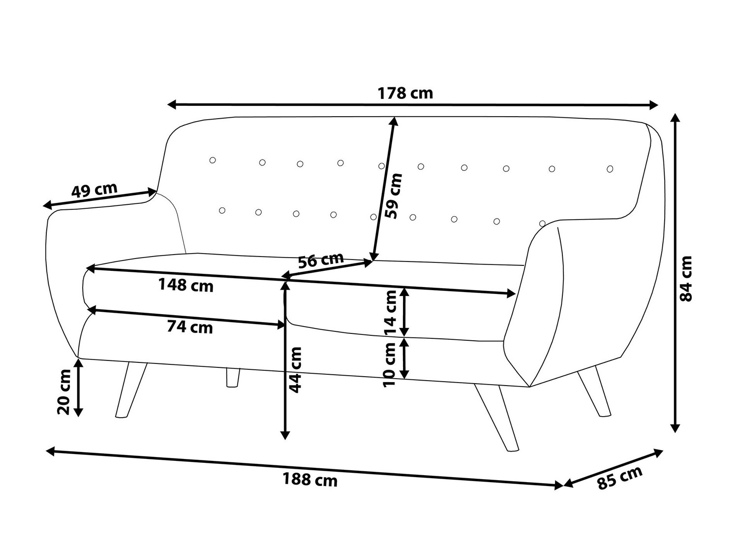 Sofa Berwyn 223 (Plava)