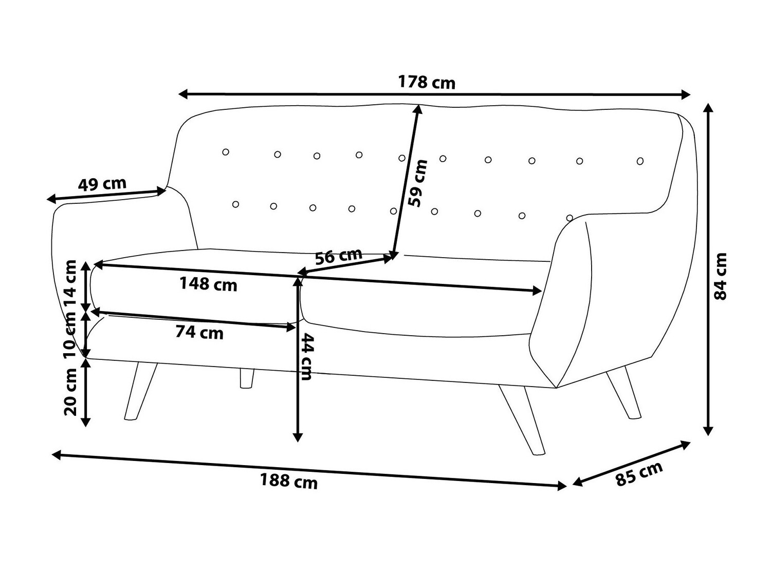 Sofa Berwyn 223 (Sivo)