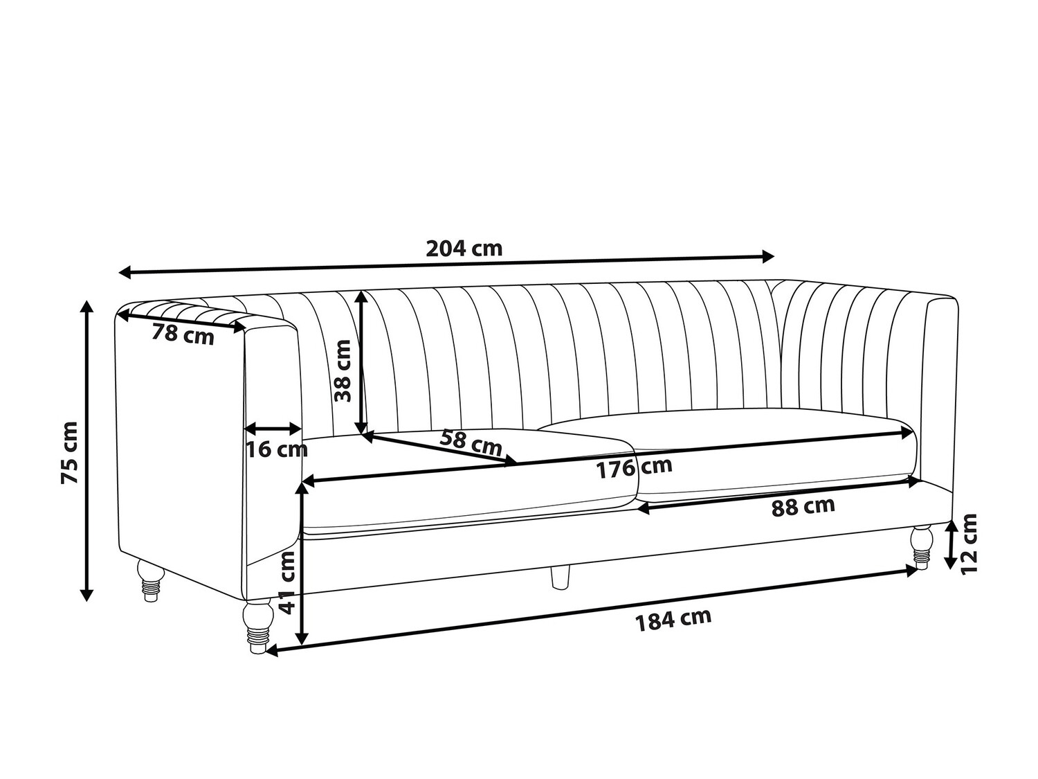 Sofa Berwyn 237 (Sivo)
