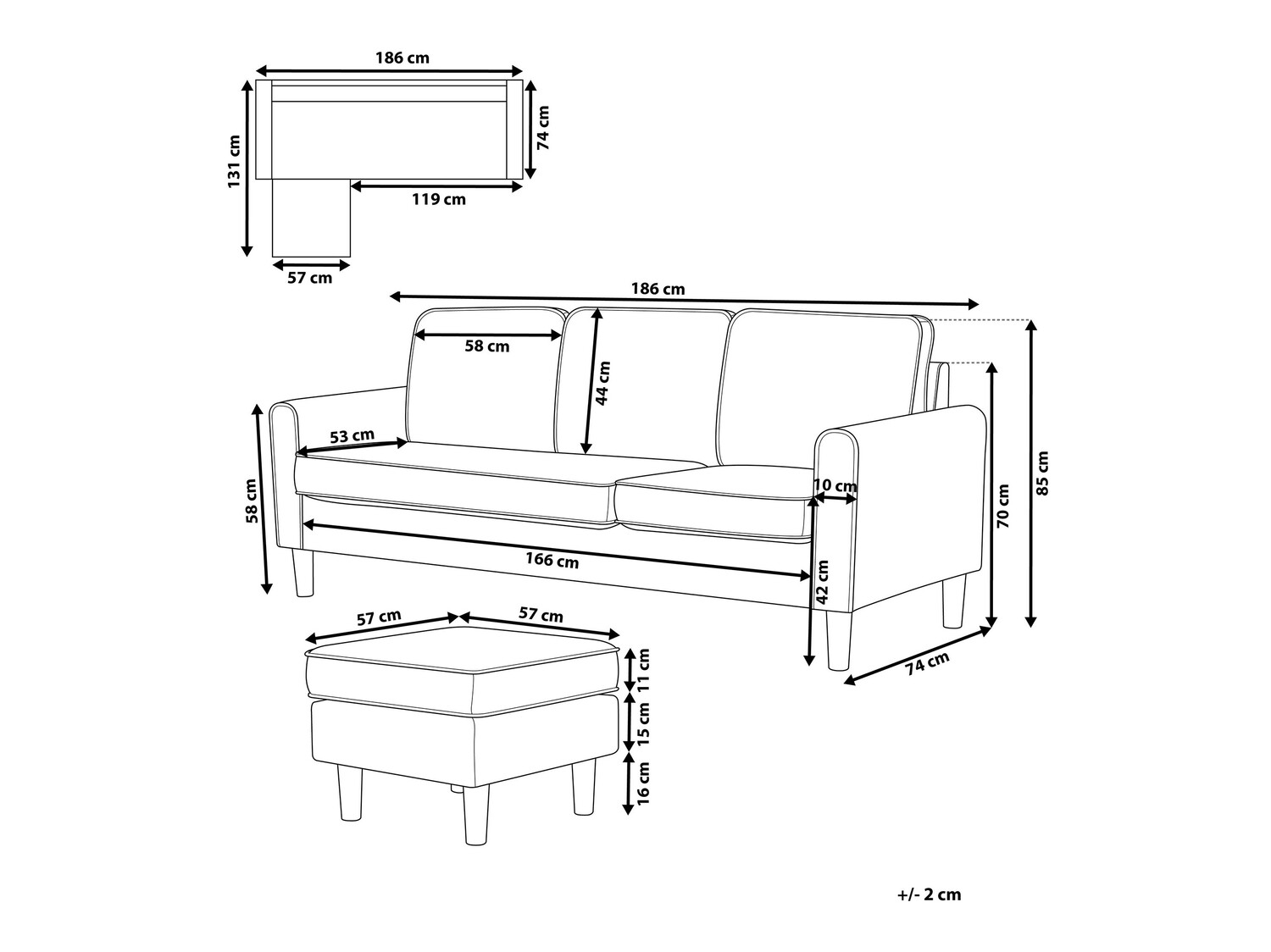 Sofa Berwyn 239 (Smeđa)