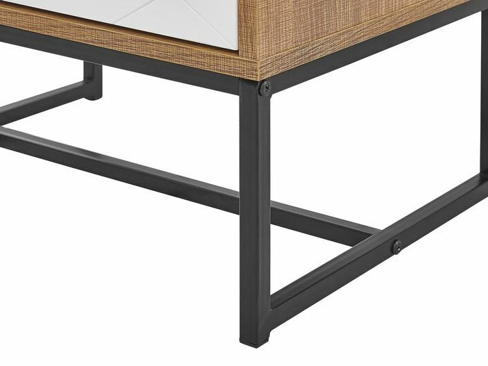 Komoda Fiotivu 103 (Belo + Crno + Svetlo drvo)