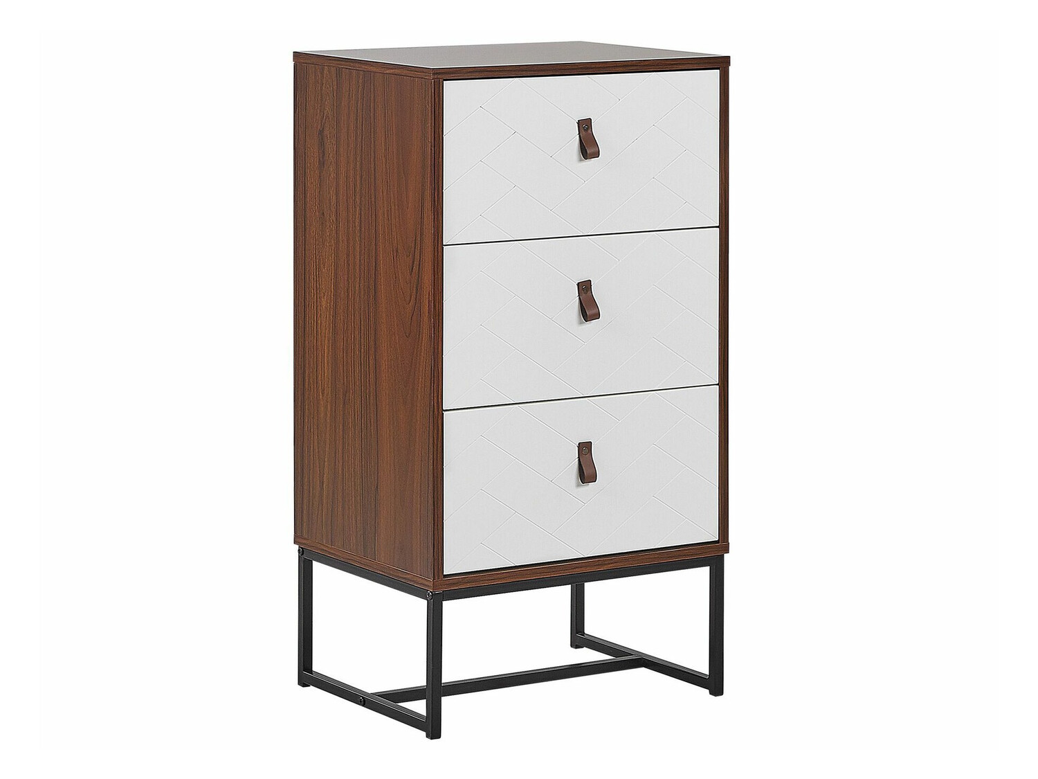 Komoda Fiotivu 103 (Belo + Crno + Tamno drvo)