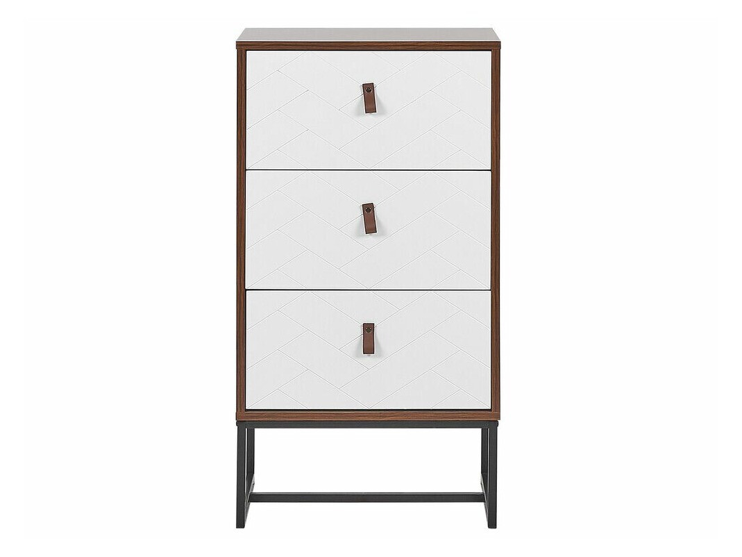 Komoda Fiotivu 103 (Belo + Crno + Tamno drvo)