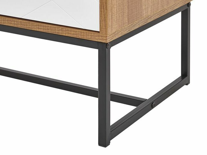 TV komoda Fiotivu 102 (Belo + Crno + Svetlo drvo)