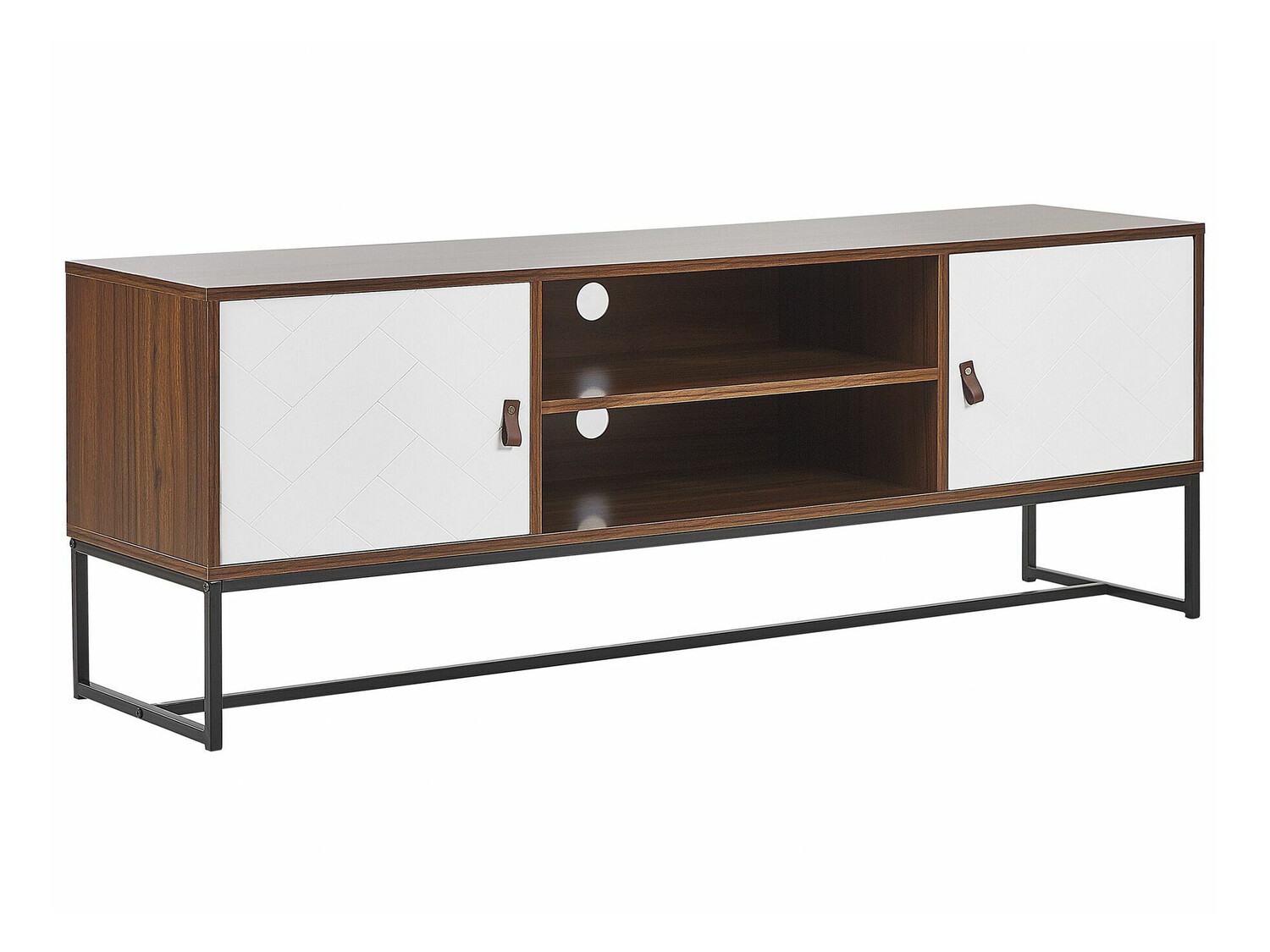 TV komoda Fiotivu 102 (Belo + Crno + Tamno drvo)