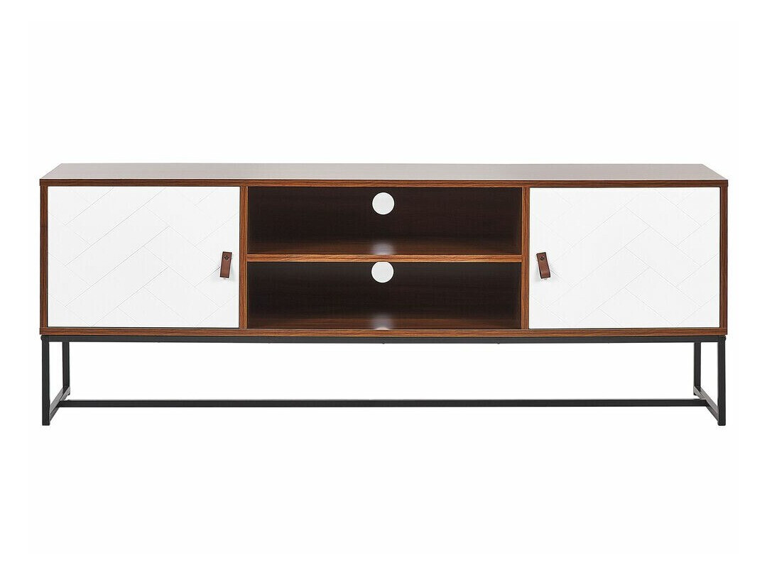TV komoda Fiotivu 102 (Belo + Crno + Tamno drvo)