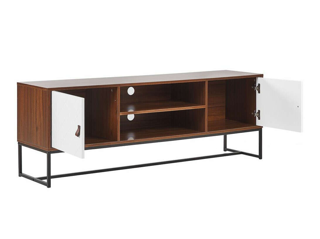 TV komoda Fiotivu 102 (Belo + Crno + Tamno drvo)