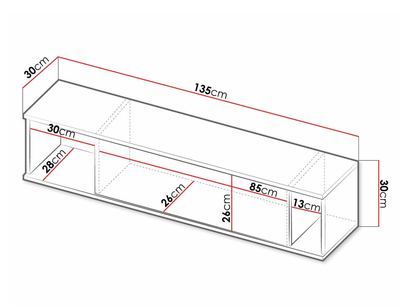 Zidna polica Lomsore 105 (Crno)