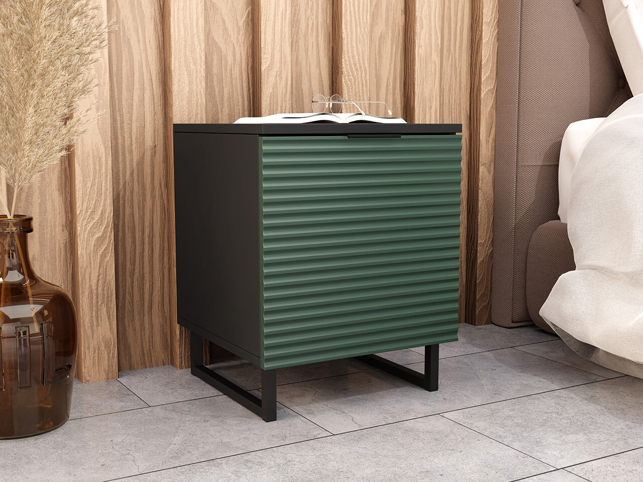 Noćni ormarić Sarasota 182 (Zelena + Crno)