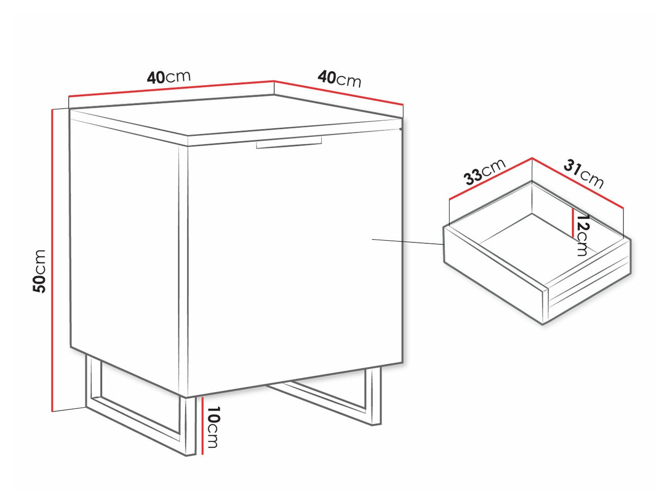 Noćni ormarić Sarasota 182 (Zelena + Crno)