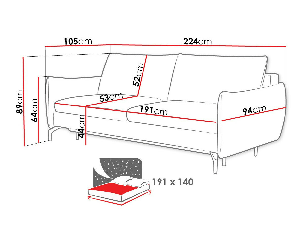 Sofa na razvlačenje Lincoln 180 (Soro 28)