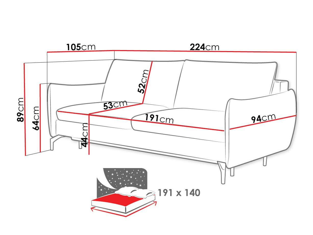 Sofa na razvlačenje Lincoln 180 (Soro 90)