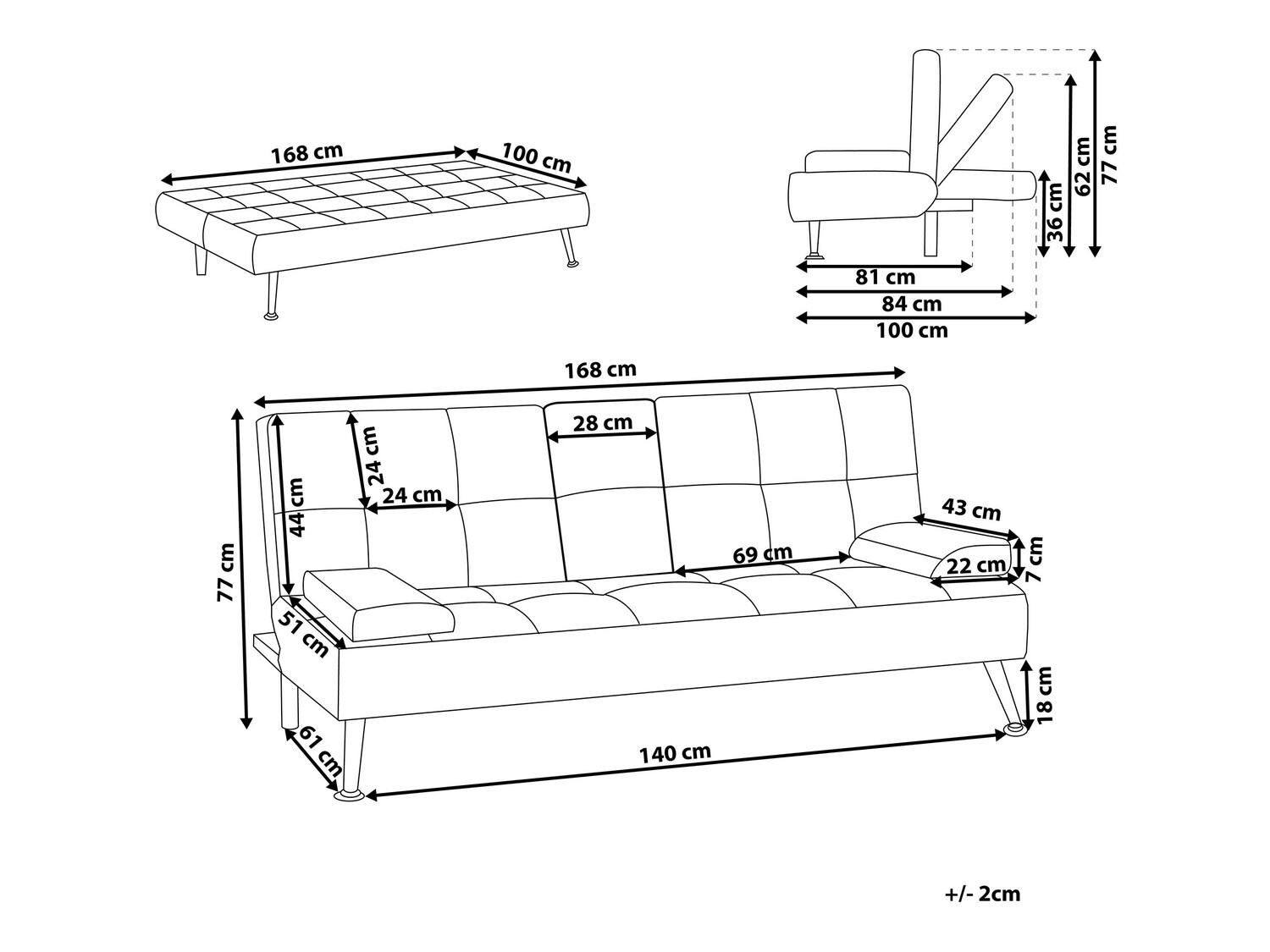 Sofa na razvlačenje Berwyn 417 (Svetloosiva)