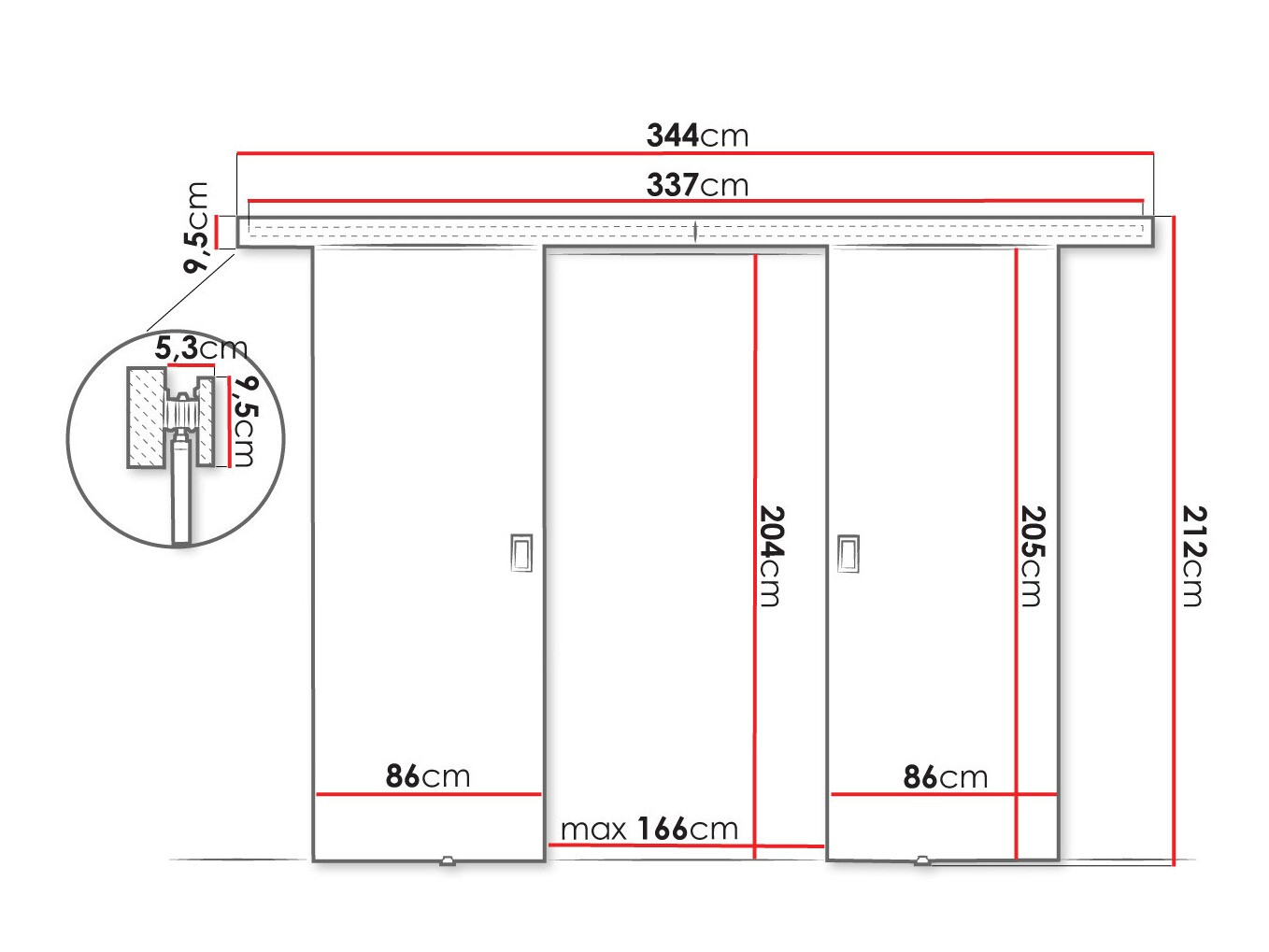 Klizna vrata Dover 200 (Sonoma hrast)